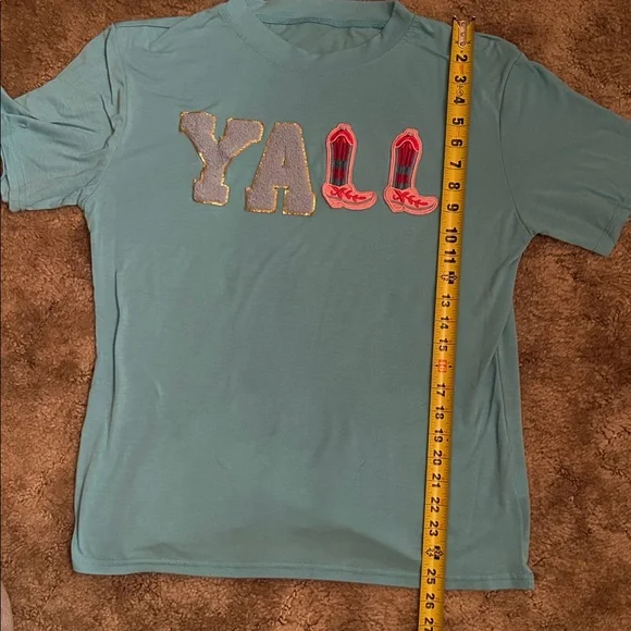 Light Blue Women's Tee with Embroidered Design - Picture 7 of 8